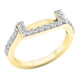 0.30 Carat (ctw) 10K Yellow Gold Round Diamond Ladies Wedding Contour Band Guard Ring 1/4 CT