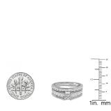 0.98 Carat (ctw) 10K White Gold Princess & Round Diamond Ladies Bridal Engagement Ring Set 1 CT