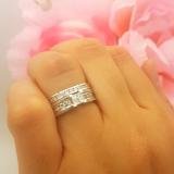 0.98 Carat (ctw) 10K White Gold Princess & Round Diamond Ladies Bridal Engagement Ring Set 1 CT