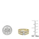 0.98 Carat (ctw) 10K Yellow Gold Princess & Round Diamond Ladies Bridal Engagement Ring Set 1 CT