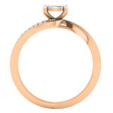 0.13 Carat (ctw) 10K Rose Gold Round Diamond Ladies Bridal Bypass Swirl Cluster Promise Ring