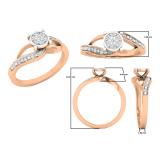 0.13 Carat (ctw) 10K Rose Gold Round Diamond Ladies Bridal Bypass Swirl Cluster Promise Ring