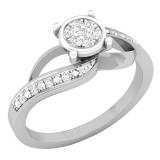 0.13 Carat (ctw) 10K White Gold Round Diamond Ladies Bridal Bypass Swirl Cluster Promise Ring
