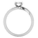 0.13 Carat (ctw) 10K White Gold Round Diamond Ladies Bridal Bypass Swirl Cluster Promise Ring