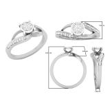 0.13 Carat (ctw) 10K White Gold Round Diamond Ladies Bridal Bypass Swirl Cluster Promise Ring