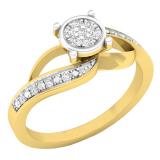 0.13 Carat (ctw) 10K Yellow Gold Round Diamond Ladies Bridal Bypass Swirl Cluster Promise Ring