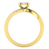 0.13 Carat (ctw) 10K Yellow Gold Round Diamond Ladies Bridal Bypass Swirl Cluster Promise Ring