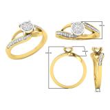 0.13 Carat (ctw) 10K Yellow Gold Round Diamond Ladies Bridal Bypass Swirl Cluster Promise Ring