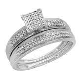0.25 Carat (ctw) 10K White Gold Round White Diamond Ladies Bridal Engagement Ring Set 1/4 CT