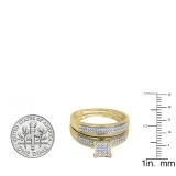 0.25 Carat (ctw) 10K Yellow Gold Round White Diamond Ladies Bridal Engagement Ring Set 1/4 CT