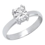 IGI CERTIFIED 1.02 Carat (Ctw) 14K White Gold Cushion Diamond Ladies Engagement Solitaire Ring 1 CT