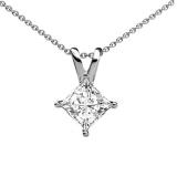 IGI CERTIFIED 0.52 Carat (Ctw) 14K White Gold Princess Diamond Ladies Solitaire Pendant 1/2 CT