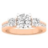 1.40 Carat (ctw) 10K Rose Gold Round Diamond Ladies Bridal Promise 3 Stone Engagement Ring