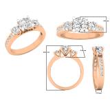1.40 Carat (ctw) 10K Rose Gold Round Diamond Ladies Bridal Promise 3 Stone Engagement Ring