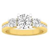 1.40 Carat (ctw) 10K Yellow Gold Round Diamond Ladies Bridal Promise 3 Stone Engagement Ring