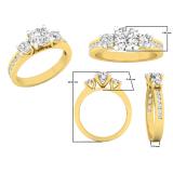 1.40 Carat (ctw) 10K Yellow Gold Round Diamond Ladies Bridal Promise 3 Stone Engagement Ring