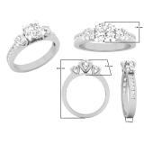 1.40 Carat (ctw) 14K White Gold Round Diamond Ladies Bridal Promise 3 Stone Engagement Ring
