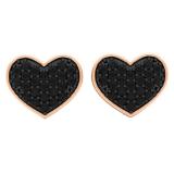 0.45 Carat (ctw) 10K Rose Gold Round Black Diamond Ladies Heart Shape Stud Earrings 1/2 CT