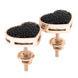 0.45 Carat (ctw) 10K Rose Gold Round Black Diamond Ladies Heart Shape Stud Earrings 1/2 CT