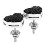 0.45 Carat (ctw) 10K White Gold Round Black Diamond Ladies Heart Shape Stud Earrings 1/2 CT