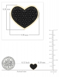 0.22 Carat (ctw) Round Black Diamond Heart 1Pc Screw Back Stud Earring for Women in 10K Yellow Gold