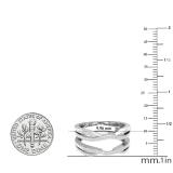 Round White Cubic Zirconia Ladies Wedding Guard Double Chevron Ring Sterling Silver