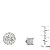 0.04 Carat (ctw) Sterling Silver White Diamond V-Prong Mens Hip Hop Iced Stud Earrings