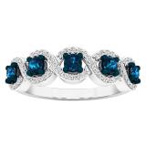 0.55 Carat (Ctw) 10K White Gold Round Blue & White Diamond Ladies Swirl Engagement Ring 1/2 CT