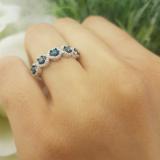 0.55 Carat (Ctw) 10K White Gold Round Blue & White Diamond Ladies Swirl Engagement Ring 1/2 CT