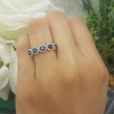 0.55 Carat (Ctw) 10K White Gold Round Blue & White Diamond Ladies Swirl Engagement Ring 1/2 CT