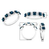 0.55 Carat (Ctw) 10K White Gold Round Blue & White Diamond Ladies Swirl Engagement Ring 1/2 CT