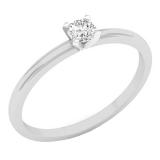 0.15 Carat (Ctw) 10K White Gold Round White Diamond Ladies Solitaire Engagement Ring