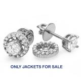 0.30 Carat (ctw) Only Jackets 10K White Gold Round Diamond Removable Jackets Stud Earrings 1/3 CT
