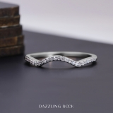 0.14 Carat (ctw) 10K White Gold Round Diamond Ladies Anniversary Wedding Contour Stackable Band