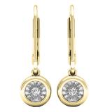 0.08 Carat (ctw) 10K Yellow Gold Round White Diamond Bezel Hoop Earrings