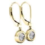 0.08 Carat (ctw) 10K Yellow Gold Round White Diamond Bezel Hoop Earrings