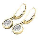 0.08 Carat (ctw) 10K Yellow Gold Round White Diamond Bezel Hoop Earrings