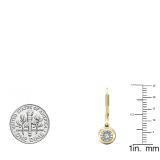 0.08 Carat (ctw) 10K Yellow Gold Round White Diamond Bezel Hoop Earrings