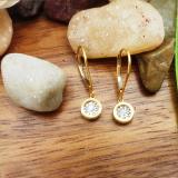 0.08 Carat (ctw) 10K Yellow Gold Round White Diamond Bezel Hoop Earrings