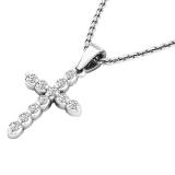 0.20 Carat (ctw) 10K White Gold Round Diamond Ladies Cross Pendant 1/5 CT (Silver Chain Included)