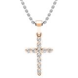0.20 Carat (ctw) 14K Rose Gold Round Diamond Ladies Cross Pendant 1/5 CT (Silver Chain Included)