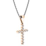 0.20 Carat (ctw) 14K Rose Gold Round Diamond Ladies Cross Pendant 1/5 CT (Silver Chain Included)
