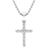 0.20 Carat (ctw) 14K White Gold Round Diamond Ladies Cross Pendant 1/5 CT (Silver Chain Included)
