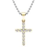 0.20 Carat (ctw) 14K Yellow Gold Round Diamond Ladies Cross Pendant 1/5 CT (Silver Chain Included)