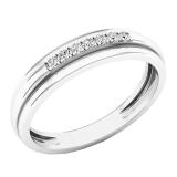 0.10 Carat (ctw) 10K White Gold Round White Diamond Men's Anniversary Wedding Band 1/10 CT