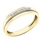 0.10 Carat (ctw) 10K Yellow Gold Round White Diamond Men's Anniversary Wedding Band 1/10 CT