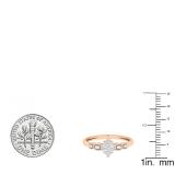0.12 Carat (ctw) 10K Rose Gold Round & Baguette White Diamond Ladies Cluster Promise Ring