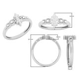 0.12 Carat (ctw) 10K White Gold Round & Baguette White Diamond Ladies Cluster Promise Ring