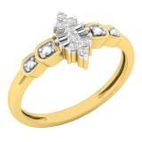 0.12 Carat (ctw) 10K Yellow Gold Round & Baguette White Diamond Ladies Cluster Promise Ring