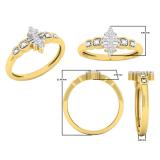 0.12 Carat (ctw) 10K Yellow Gold Round & Baguette White Diamond Ladies Cluster Promise Ring